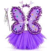 Fantasia Borboleta Fada Saia Tule Asa Tiara Varinha Carnaval