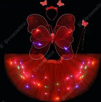 Fantasia Borboleta Infantil Asa Saia Tule Led Tiara Varinha Fantasia Borboleta Infantil Asa Saia Tule Led Tiara Varinha