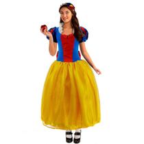 Fantasia Branca de Neve Adulta C/Tiara Princesa Luxo 32 a 50