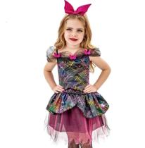 Fantasia Bruxa Bruxinha Pink Infantil Festas Halloween + Tiara