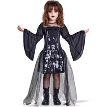 Fantasia Bruxa Fantasma Halloween Infantil Vestido com Tule Anjo Fantasias 355