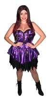 Fantasia Bruxa Halloween Cetim Roxa Cosplay Adulto Fantasia Bruxa Halloween Cetim Roxa Cosplay Adulto