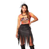Fantasia Bruxa Halloween Feminina Adulto Conj Cropped e Saia Fantasia Bruxa Halloween Feminina Adulto Conj Cropped e Saia