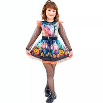 Fantasia Bruxa Halloween Infantil pra Menina Vestido Abobora com Manga Longa P 2 - 3 Fantasia Bruxa Halloween Infantil pra Menina Vestido Abobora com Manga Longa P 2 - 3