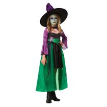 Fantasia Bruxa Infantil de Halloween Com Vestido de Luxo e Moderno