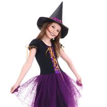 Fantasia Bruxa Infantil Luxo Completa - 3 PEÇAS Fantasia Bruxa Infantil Luxo Completa - 3 PEÇAS