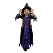 Fantasia Bruxa Kiki Halloween Infantil Vestido Longo Com Chapeu