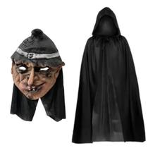 Fantasia Bruxa Realista Chapeu Mascara Capa Preta Halloween