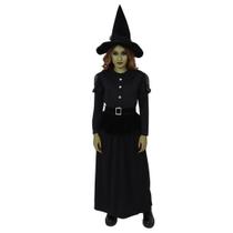 Fantasia Bruxa Wicked Luxo Feminina com Chapéu Halloween Fantasia Bruxa Wicked Luxo Feminina com Chapéu Halloween