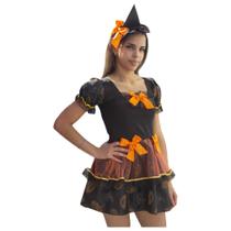 Fantasia Bruxinha Carlota Laranja e Preto Juvenil Fantasia Bruxinha Carlota Laranja e Preto Juvenil