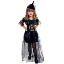Fantasia Bruxinha de Halloween Infantil Super Luxo Com Chapeu