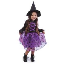 Fantasia Bruxinha Infantil Halloween Roxa Cromus