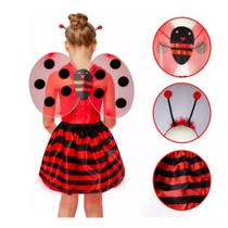 Fantasia Bug Joaninha C/ Asa Infantil Carnaval Festa Kit 4pç Fantasia Bug Joaninha C/ Asa Infantil Carnaval Festa Kit 4pç