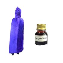 Fantasia Capa com Capuz Lilas Adulto 1.70m + sangue 10ml