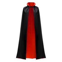 Fantasia Capa Dracula Longa Halloween Vampiro Adulto Bruxa Bruxoi Halloween Terror Dia das Crianças Vilão Traje Duplo