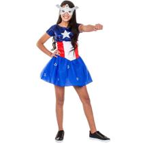 Fantasia Capitão America Feminina Infantil Marvel