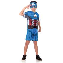 Fantasia Capitão América Infantil com Máscara Super-Herói Fantasia Capitão América Infantil com Máscara Super-Herói