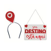 Fantasia Carnaval Adulta Casal Kit Tiara e Plaquinha Divertida Com Frases