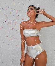 Fantasia Carnaval Bloquinho Metalizada Top e Calcinha