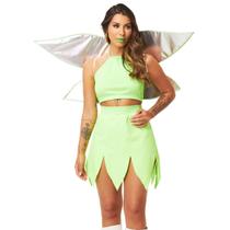 Fantasia Carnaval Fada Verde Feminino Conj. Top Saia C/ Asas Fantasia Carnaval Fada Verde Feminino Conj. Top Saia C/ Asas