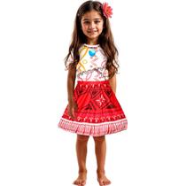 Fantasia Carnaval Infantil da Moana 2 pra Meninas Vestido Polinésio Estampa Tradicional