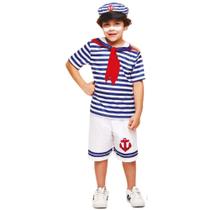 Fantasia Carnaval Infantil Roupa de Marinheiro para Meninos Com Quepe