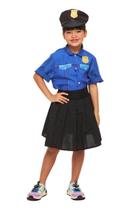 Fantasia Carnaval Menina Policial Infantil Roupa com Quepe - FSP