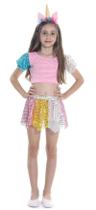 Fantasia Carnaval Unicórnio Menina Top Saia Infantil + Tiara Fantasia Carnaval Unicórnio Menina Top Saia Infantil + Tiara