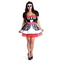 Fantasia Caveira Mexicana Vestido Adulto com Tiara - Halloween