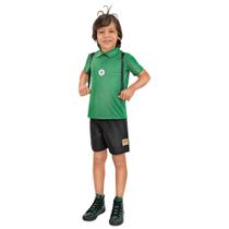 Fantasia Cebolinha Infantil Turma da Mônica Camiseta, Shorts e Mochila Floquinho Licenciada Regina 21167