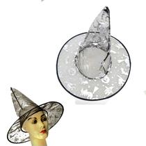 Fantasia Chapéu De Bruxa Transparente Preto Prata Halloween Fantasia Chapéu De Bruxa Transparente Preto Prata Halloween