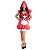Fantasia Chapeuzinho Vermelho Vestido Adulto com Capa