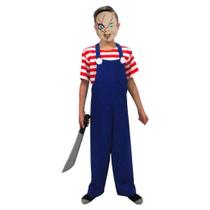 Fantasia Chucky Infantil Completa Boneco Assassino Halloween Noite do Terror Festa Zumbi Carnaval Cosplay Dia das Bruxas Fantasia Chucky Infantil Completa Boneco Assassino Halloween Noite do Terror Festa Zumbi Carnaval Cosplay Dia das Bruxas