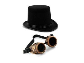 Fantasia Cibernético Goggles Steampunk Oculos e Cartola
