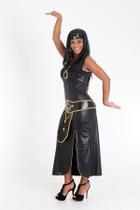 Fantasia Cleópatra Preto Adulta Vestido Luxo com Turbante
