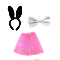 Fantasia Coelha Adulto Carnaval Festa Tiara + Saia + Gravata