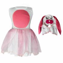 Fantasia Coelha da Páscoa Vestido Infantil Com Touca de Orelhinhas