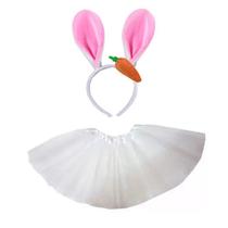 Fantasia Coelhinho Saia e Tiara Branco Carnaval Páscoa Fantasia Coelhinho Saia e Tiara Branco Carnaval Páscoa