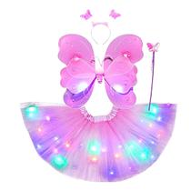 Fantasia Completa Infantil Borboleta Rosa 3 a 7 anos LED Fantasia Completa Infantil Borboleta Rosa 3 a 7 anos LED