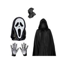 Fantasia Completa Pânico (Mascara + Capa C/ Capuz + Luva) Halloween Carnaval