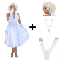 Fantasia Completa Vestido Marilyn Monroe Retro Vintage Anos 60 Adulto Feminino Cosplay Festa Evento Carnaval
