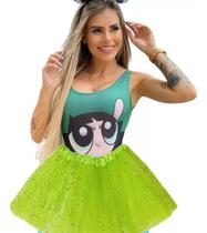 Fantasia Conjunto Meninas Super Poderosas Body E Saia Tule