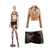 Fantasia Cosplay Mikasa Ackerman Attack on Titan: Jaqueta De Couro, Xale, Cinto E Shorts - Conjunto Fantasia Cosplay Mikasa Ackerman Attack on Titan: Jaqueta De Couro, Xale, Cinto E Shorts - Conjunto