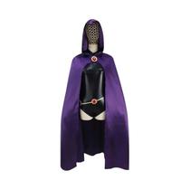 Fantasia Cosplay Raven Teen Titans - Capa Roxa com Capuz e Body Fantasia Cosplay Raven Teen Titans - Capa Roxa com Capuz e Body