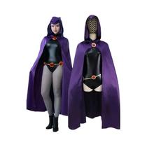 Fantasia Cosplay Raven Teen Titans - Capa Roxa com Capuz e Body Fantasia Cosplay Raven Teen Titans - Capa Roxa com Capuz e Body
