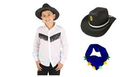 Fantasia cowboy country infantil 3 peças festa junina