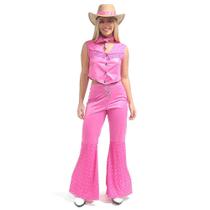 Fantasia CowGirl Rosa Feminina Adulta Roupa Country de Luxo