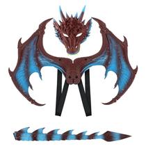 Fantasia CRTEPST Dragon para crianças, meninos e meninas, com máscara de cauda de asa Fantasia CRTEPST Dragon para crianças, meninos e meninas, com máscara de cauda de asa