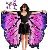 Fantasia D.Q.Z de asas de borboleta de dupla face com faixa roxa