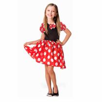 Fantasia da Minnie Menina Vestido Vermelho Infantil